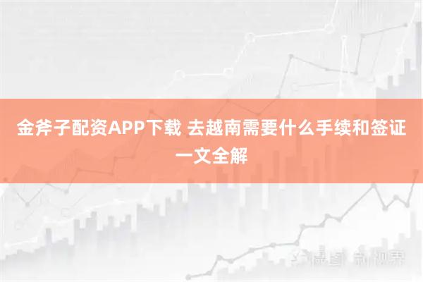 金斧子配资APP下载 去越南需要什么手续和签证一文全解
