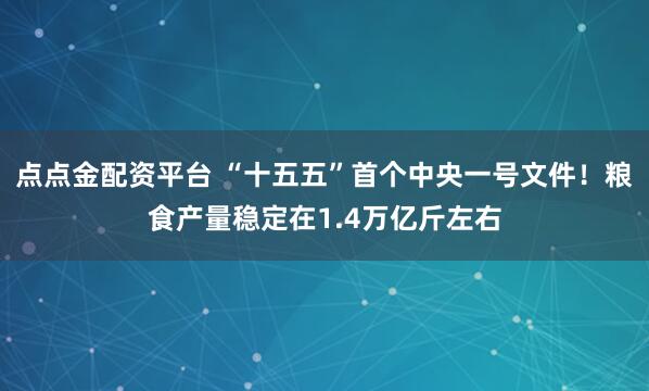 点点金配资平台 “十五五”首个中央一号文件！粮食产量稳定在1.4万亿斤左右